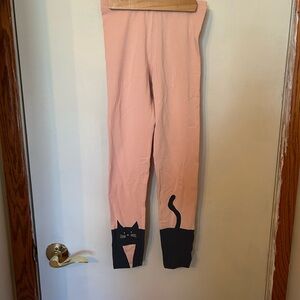Tea Collection Pink and Black Cat Leggings